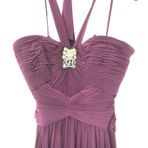 BCBG maroon halter dress with sequined patch